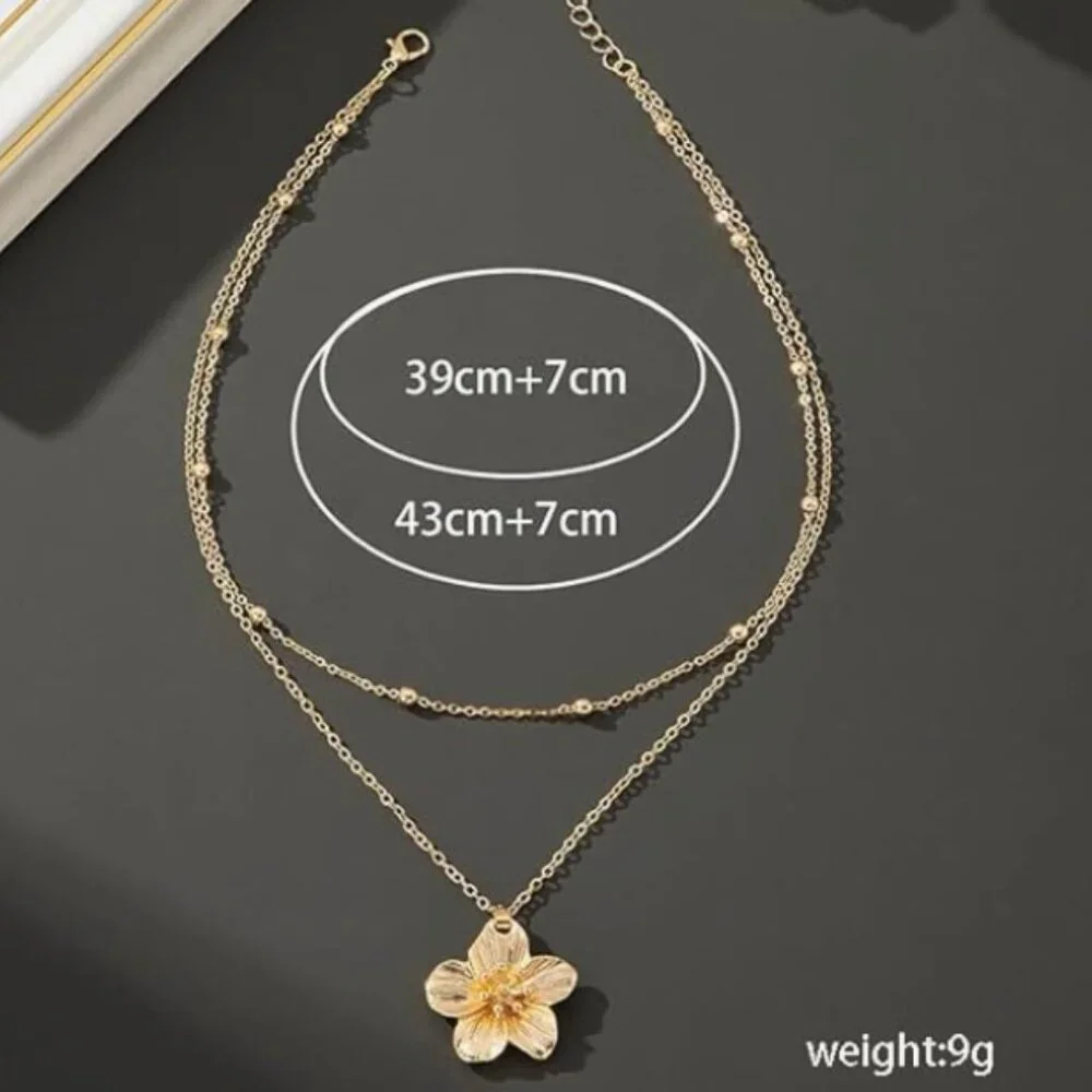 Layered Flower Necklace - Picture 3 of 6